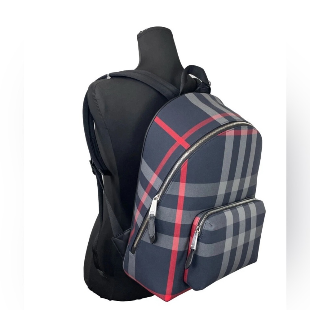 NEW $1350 Burberry NAVY and Red NOVA Check Backpack FULL SIZE GORGEOUS NWT